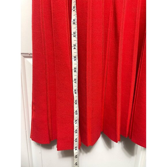 Ann Taylor Red Pleated Skirt A-Line Dress 3/4 Sleeves in Red Size XL - Picture 9 of 11